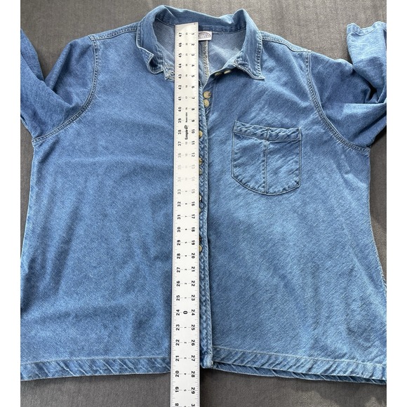 Carolina Blues Denim Button Shirt Womens 2XL Blue 90s Casual Oversized Western - Picture 5 of 6